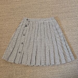 Vintage Black and White Houndstooth Pleated Skirt